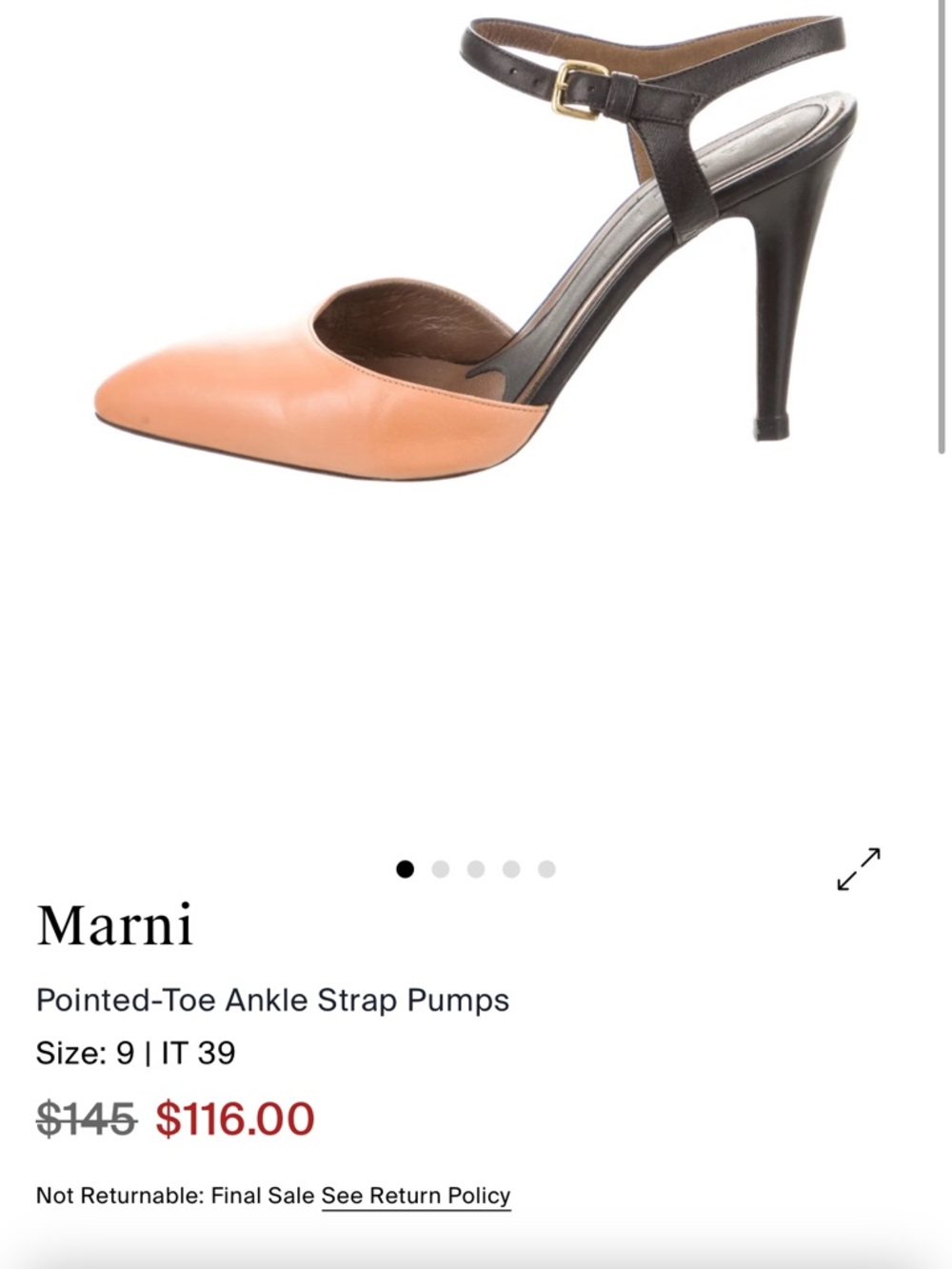 Marni Peach and Brown Pointed-Toe Ankle-Strap Heels